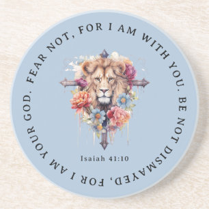Dessous De Verre En Grès Lion De Dieu Fleurs Sauvages Peur Pas Bible Verse 