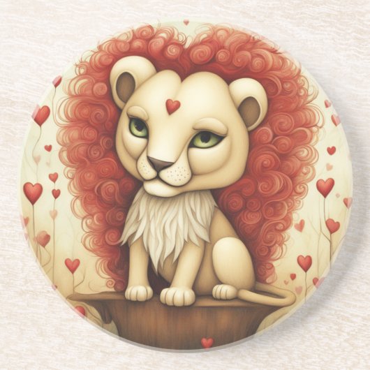 Dessous De Verre En Grès Lion Love 3 (Devant)