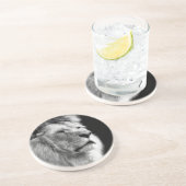 Dessous De Verre En Grès Lion noir blanc (Côté)