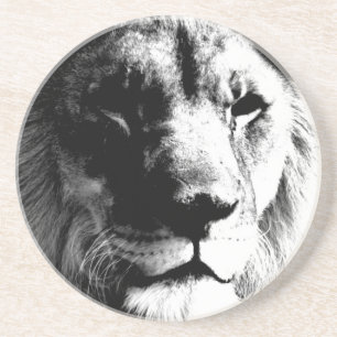 Dessous De Verre En Grès Lion noir et blanc