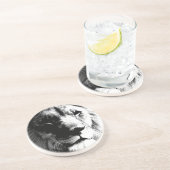 Dessous De Verre En Grès Lion noir et blanc (Côté)