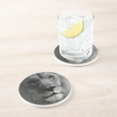 Dessous De Verre En Grès Lion noir et blanc (Côté)
