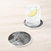 Dessous De Verre En Grès Lion noir et blanc - Animal sauvage (Côté)