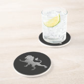 Dessous De Verre En Grès Lion royal d'argent (Côté)