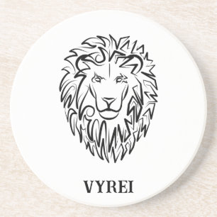 Dessous De Verre En Grès Lion tribal noir et blanc