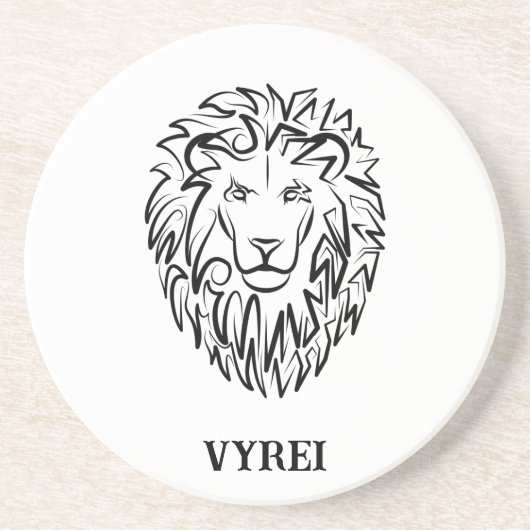 Dessous De Verre En Grès Lion tribal noir et blanc (Devant)