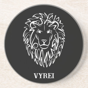 Dessous De Verre En Grès Lion tribal noir et blanc