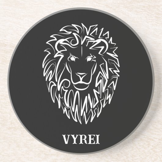 Dessous De Verre En Grès Lion tribal noir et blanc (Devant)
