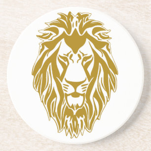 Dessous De Verre En Grès Lion triste tête dorée royal