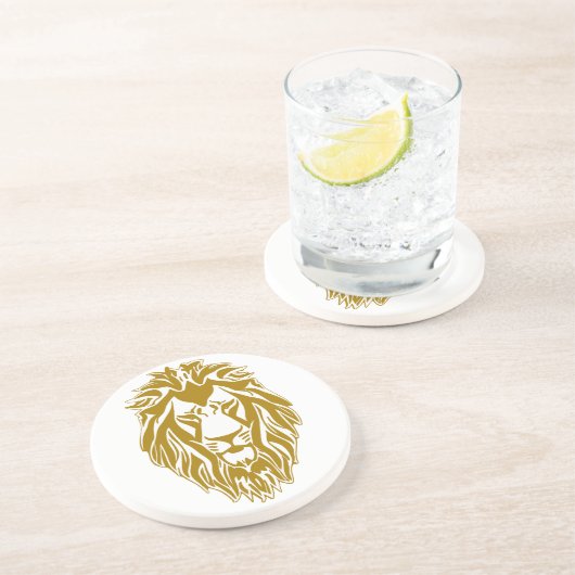 Dessous De Verre En Grès Lion triste tête dorée royal (Côté)