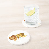 Dessous De Verre En Grès Lions caricaturaux mignons dans un Dessous de verr (Côté)