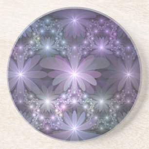Dessous De Verre En Grès Lit de fleurs tendance brillant art fractal abstra