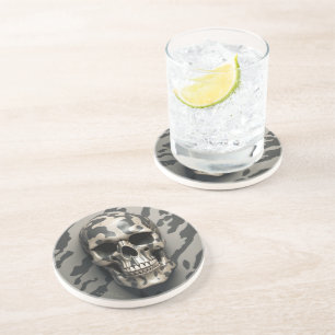 Dessous De Verre En Grès LITE Memento Mori Camo Skull
