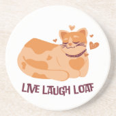 Dessous De Verre En Grès Live Laugh Loaf Cat Coasters (Devant)