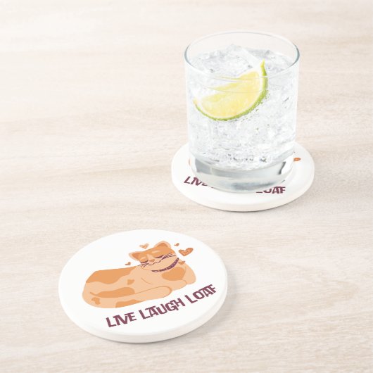 Dessous De Verre En Grès Live Laugh Loaf Cat Coasters (Côté)