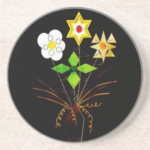 Dessous de verre en grès "Livraison de fleurs"