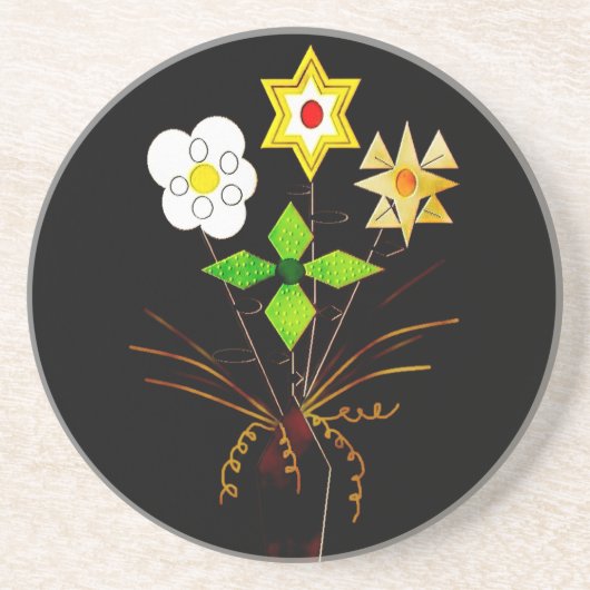 Dessous de verre en grès "Livraison de fleurs" (Devant)