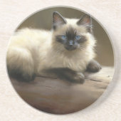 Dessous De Verre En Grès Log Lounger Siamese Kitten (Devant)