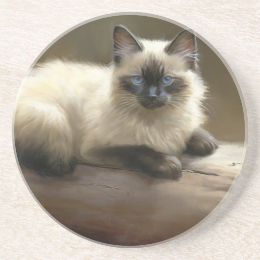 Dessous De Verre En Grès Log Lounger Siamese Kitten (Devant)