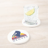 Dessous De Verre En Grès Logo bleu de Denver de cheval (Côté)