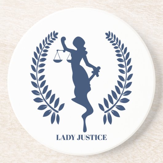Dessous De Verre En Grès Logo de Blue Lady Justice (Devant)