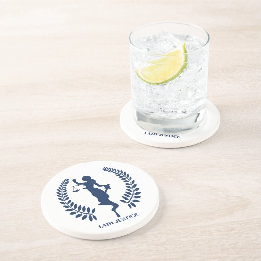 Dessous De Verre En Grès Logo de Blue Lady Justice (Côté)