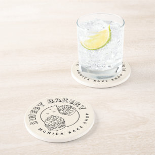 Dessous De Verre En Grès Logo de boulangerie sucrée vintage