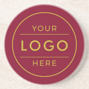 Dessous De Verre En Grès Logo de société personnalisé en or burgundy de lux
