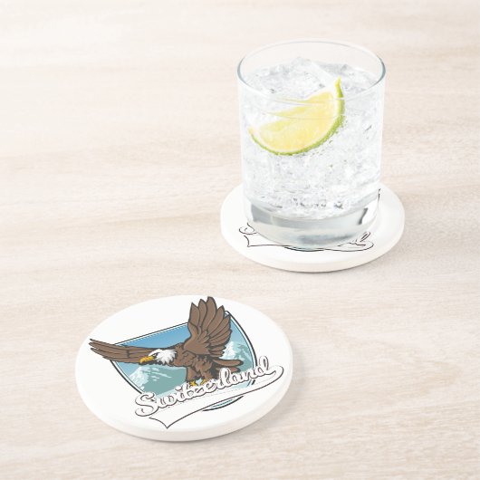 Dessous De Verre En Grès Logo de voyage Suisse (Côté)