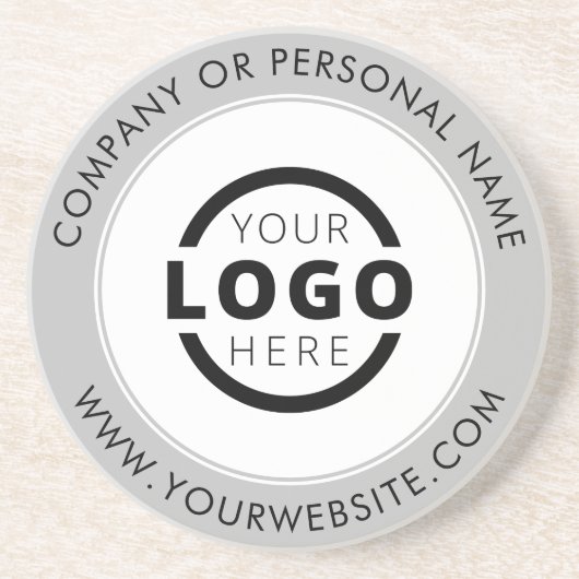 Dessous De Verre En Grès Logo d'entreprise de marque personnalisée Gris pro (Devant)