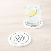 Dessous De Verre En Grès Logo d'entreprise personnalisé blanc arrondi (Côté)