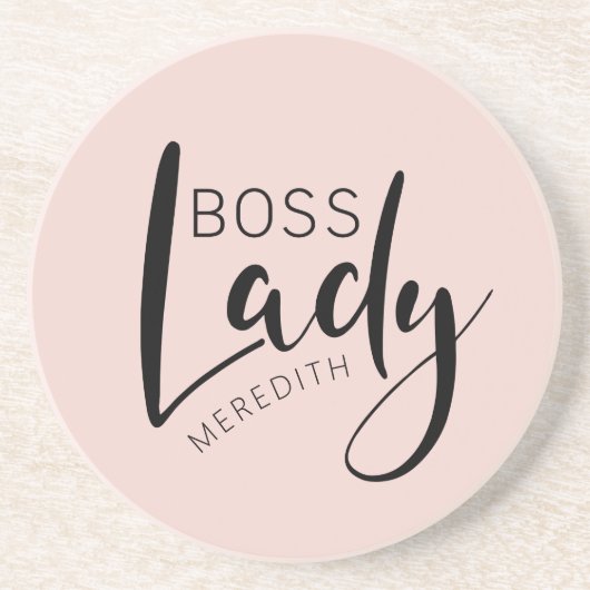 Dessous De Verre En Grès Logo Personnalisé Boss Lady Rose (Devant)