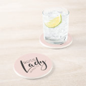 Dessous De Verre En Grès Logo Personnalisé Boss Lady Rose (Côté)