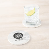 Dessous De Verre En Grès Logo personnalisé d'entreprise Marbre blanc/gris m (Côté)
