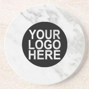 Dessous De Verre En Grès Logo personnalisé d'entreprise Marbre blanc/gris m