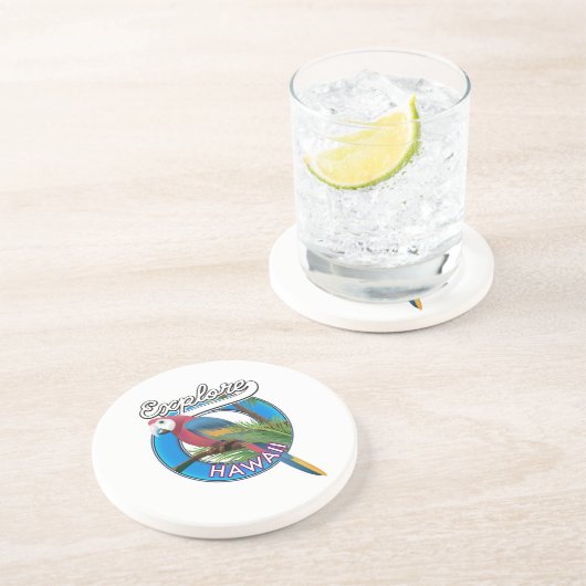 Dessous De Verre En Grès Logo rétro Explorer Hawaï (Côté)