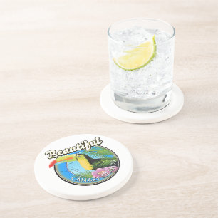 Dessous De Verre En Grès Logo vintage style des îles Canaries magnifiques
