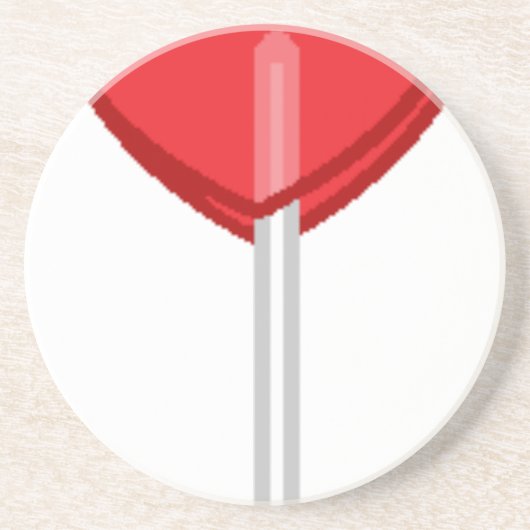 Dessous De Verre En Grès lollipop à coeur rouge (Devant)
