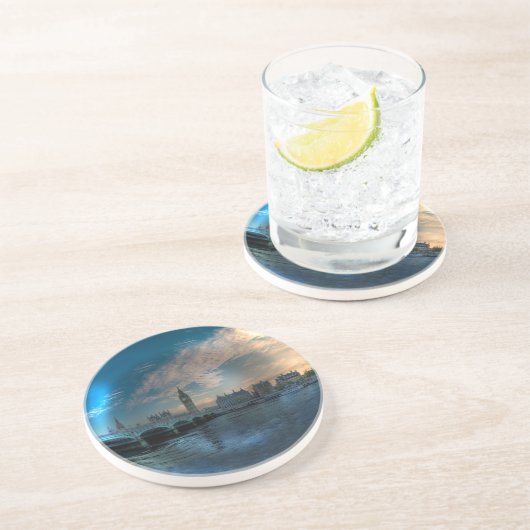 Dessous De Verre En Grès London Westminster Cityscape Photo balle (Côté)