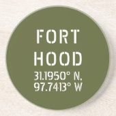 Dessous De Verre En Grès Longitude de la latitude de Fort Hood (Devant)