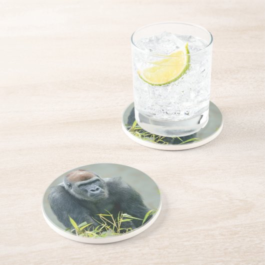 Dessous De Verre En Grès Lope de Gorilla Blackback (Côté)