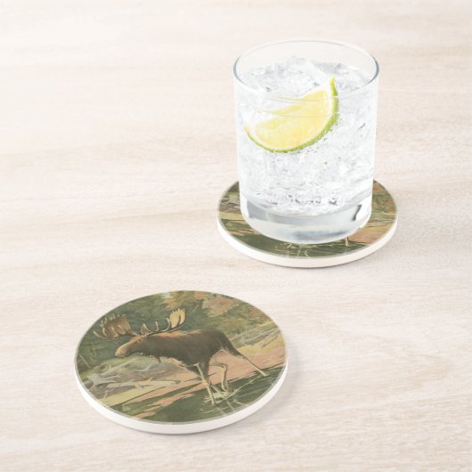 Dessous De Verre En Grès L'orignal marche dans l'eau (Côté)