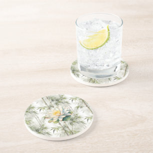 Dessous De Verre En Grès Lotus de Sérénité en Bambou