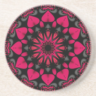 Dessous De Verre En Grès Lotus Lotus Love Mandala Rose Black