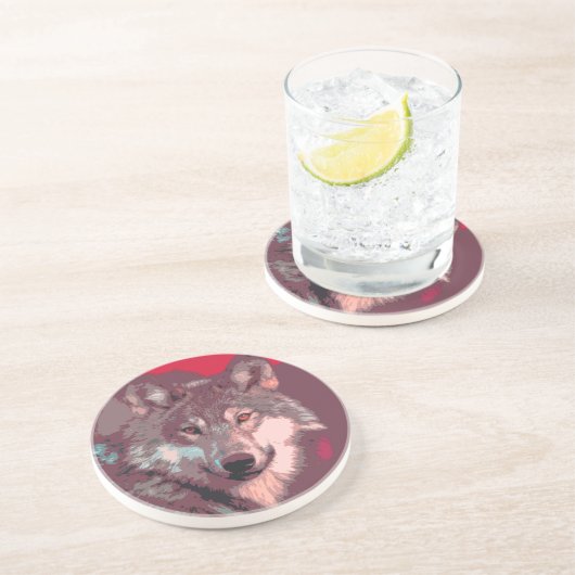 Dessous De Verre En Grès Loup 040 (Côté)