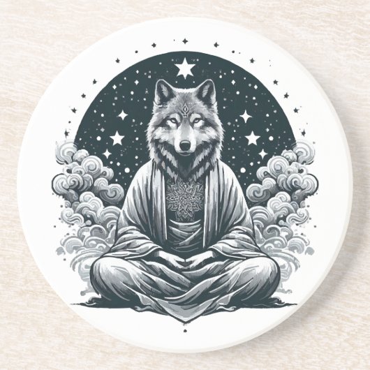 Dessous De Verre En Grès Loup conscient (Devant)