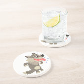 Dessous De Verre En Grès Loup de dessin animé mignon affamé (Côté)