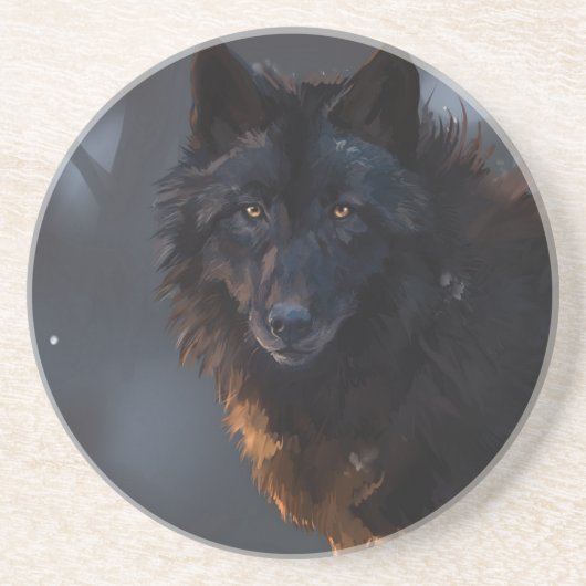 Dessous De Verre En Grès Loup noir (Devant)