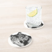 Dessous De Verre En Grès Loup noir et blanc (Côté)