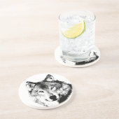 Dessous De Verre En Grès Loup noir et blanc (Côté)